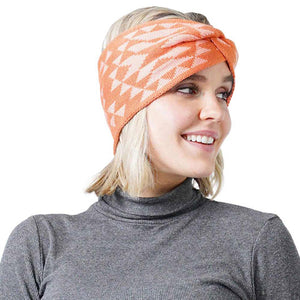 Coral Western Pattern Knit Headband. Whether you're having a bad hair day, want to wear a pony tail, or have gorgeous cascading curls. This head warmer tops off your style with the perfect touch, knotted headband creates a cozy, trendy look, both comfy and fashionable with a pop of color. Perfect for ice-skating, skiing, camping, or any cold activities. This Head Warmer makes a perfect gift for your loved ones!