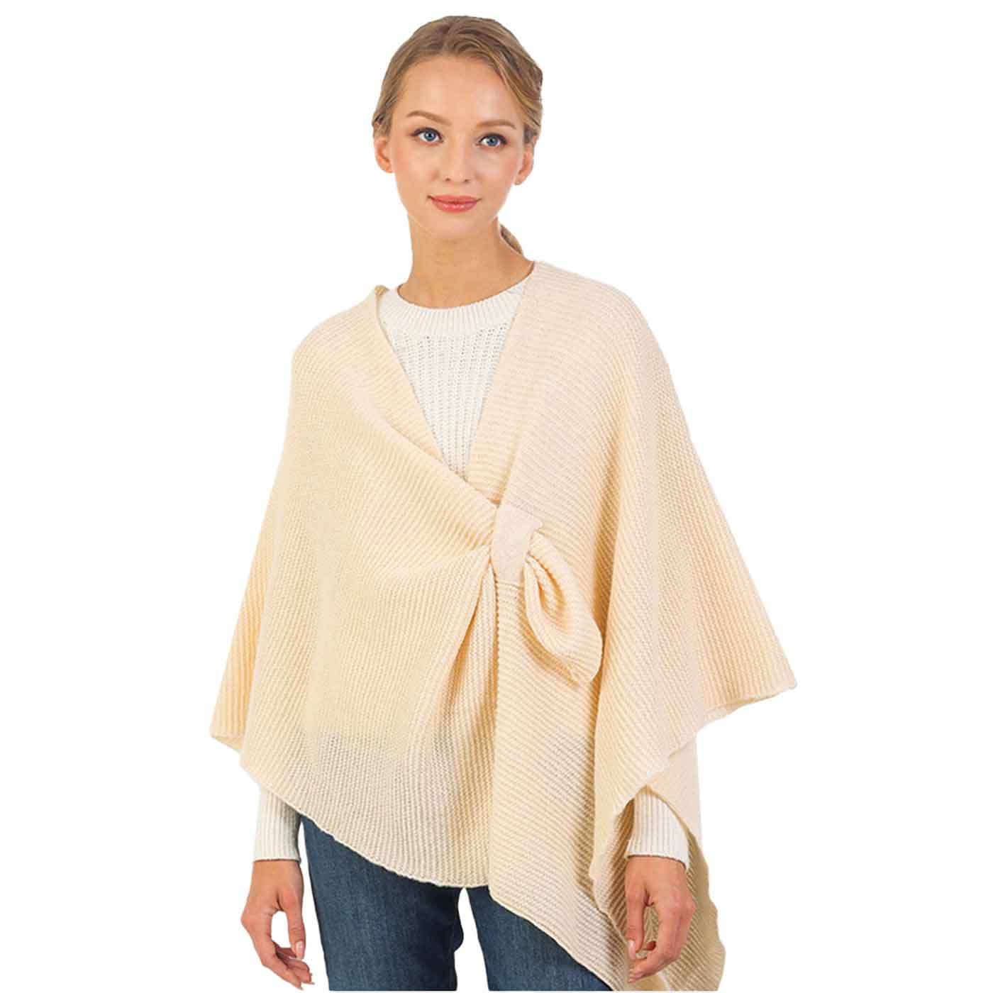 Cream  Solid Knitted Basic Cape, is beautifully designed with solid color that amps up your beauty to a greater extent. It enriches your attire with perfect combination. Breathable Fabric, comfortable to wear, and very easy to put on and off. Suitable for Weekend, Work, Holiday, Beach, Party, Club, Night, Evening, Date, Casual and Other Occasions in Spring, Summer and Autumn. Perfect Gift for Wife, Mom, Birthday, Holiday, Anniversary, Fun Night Out.