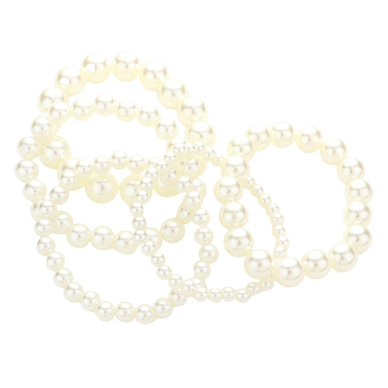 Cream 5PCS - Pearl Strand Stretch Bracelets, these Charm strand stretch bracelets can light up any outfit, and make you feel flawless. Perfect for adding just the right amount of shimmer & shine and a touch of class to special events. Fabulous fashion and sleek style add a pop of pretty color to your attire.