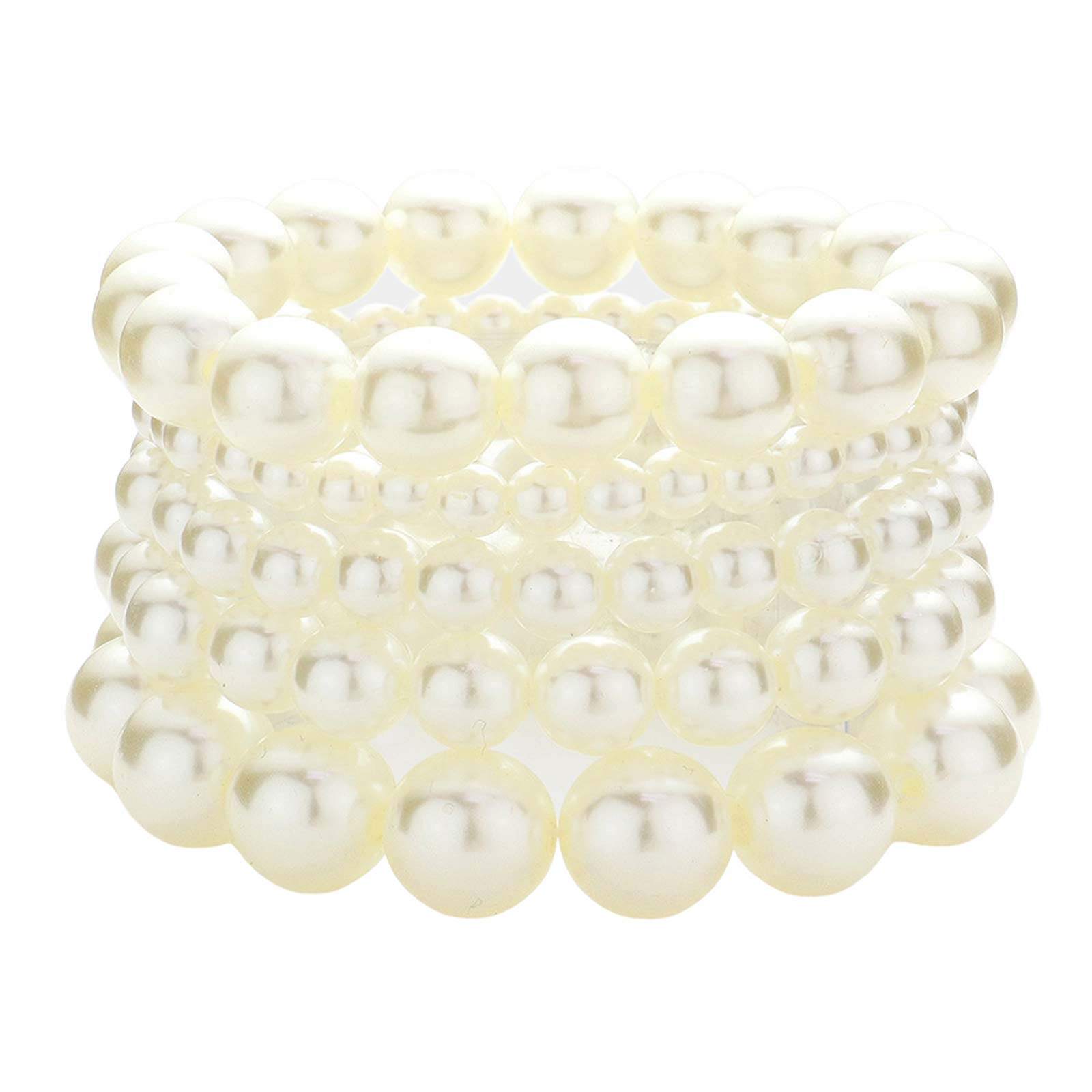 Cream 5PCS - Pearl Strand Stretch Bracelets, these Charm strand stretch bracelets can light up any outfit, and make you feel flawless. Perfect for adding just the right amount of shimmer & shine and a touch of class to special events. Fabulous fashion and sleek style add a pop of pretty color to your attire. 