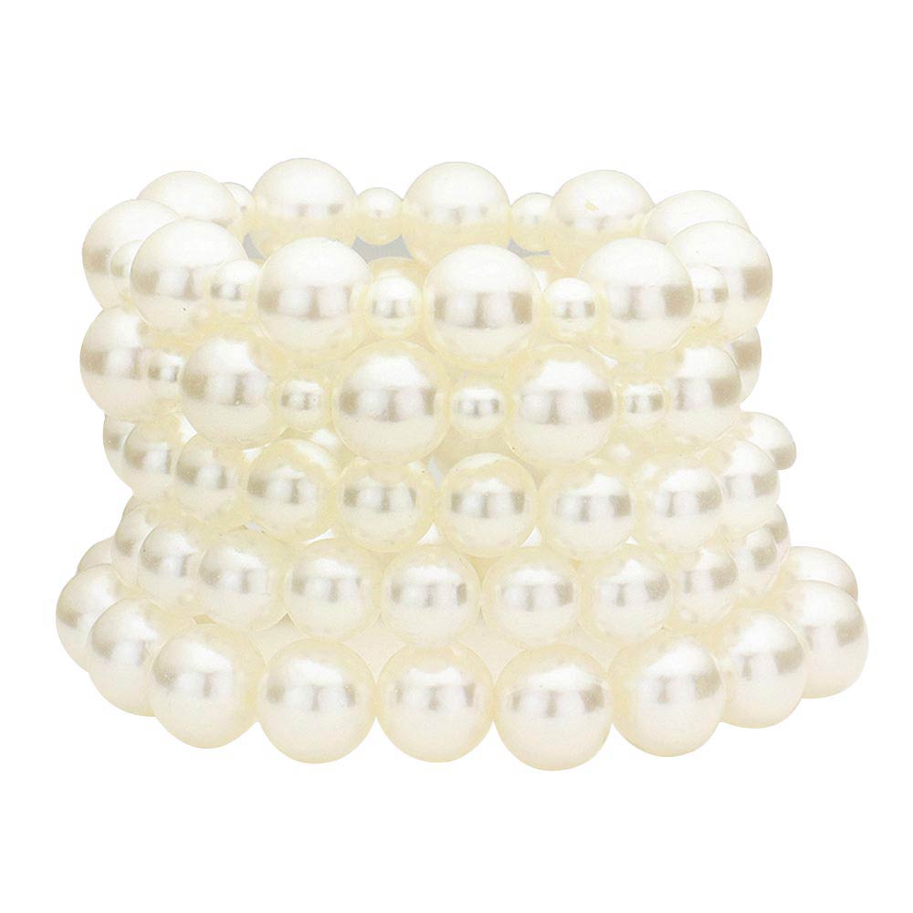 Cream 5PCS Pearl Stretch Bracelets, is beautifully designed with pearl that amps up your beauty to a greater extent and makes you look special on special occasions. Show your confidence and trendy choice with this beauty and complete your ensemble with a luxurious look. Look as regal on the outside as you feel on the inside with these bracelets, feel absolutely flawless. 