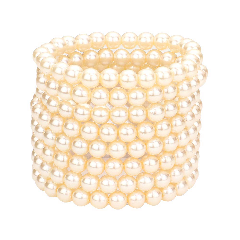 White 8PCS Pearl Stack Stretch Bracelets, these Charm stack Stretch bracelets can light up any outfit, and make you feel absolutely flawless. Fabulous fashion and sleek style adds a pop of pretty color to your attire. Make feel special by giving this  Stretch bracelet as a gift and expressing your love for your special one.