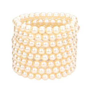 Cream 8PCS Pearl Stack Stretch Bracelets, these Charm stack Stretch bracelets can light up any outfit, and make you feel absolutely flawless. Fabulous fashion and sleek style adds a pop of pretty color to your attire. Make feel special by giving this Stretch bracelet as a gift and expressing your love for your special one.