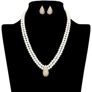 Cream Crystal Pave Teardrop Accented Pearl Necklace, get ready with this pearl necklace to receive the best compliments on any special occasion. Put on a pop of color to complete your ensemble and make you stand out on special occasions. Awesome gift for birthdays, anniversaries, Valentine’s Day, or any special occasion.