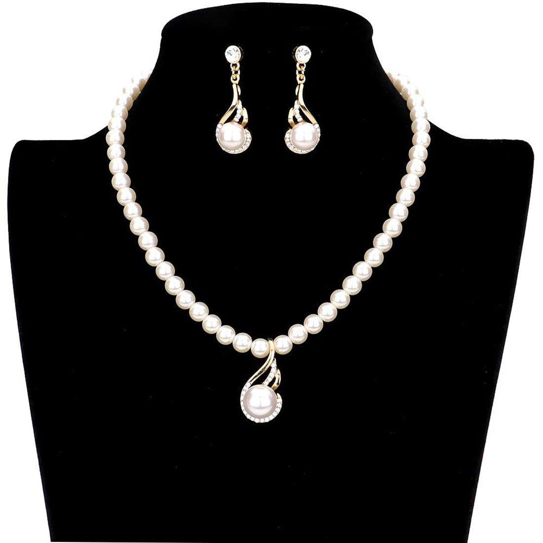 Cream Crystal Rhinestone Pearl Accented Necklace. Beautifully crafted design adds a gorgeous glow to any outfit. Get ready with these stone Necklace and a bright Bracelet. Perfect for adding just the right amount of shimmer & shine and a touch of class to special events. Suitable for wear Party, Wedding, Date Night or any special events. Perfect Birthday, Anniversary, Prom Jewellery, Thank you Gift. 