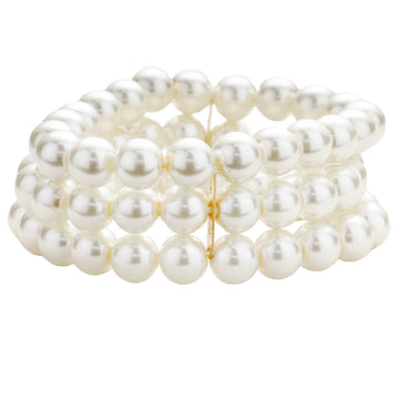 Cream Multi Layered Pearl Stretch Bracelet, get ready with these pearl stretch bracelets to receive the best compliments on any special occasion. Put on a pop of color to complete your ensemble and make you stand out on special occasions. The perfect gift for a birthday, Valentine‚Äö√Ñ√¥s Day, Party, Prom, Christmas, etc.