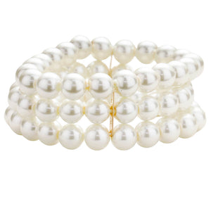 Cream Multi Layered Pearl Stretch Bracelet, get ready with these pearl stretch bracelets to receive the best compliments on any special occasion. Put on a pop of color to complete your ensemble and make you stand out on special occasions. The perfect gift for a birthday, Valentine’s Day, Party, Prom, Christmas, etc.
