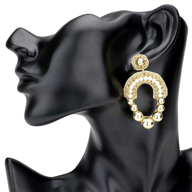 Cream Pearl Metal Ball Cluster Abstract Dangle Earrings. These gorgeous Pearl Metal pieces will show your class in any special occasion. The elegance of these Pearl Metal goes unmatched, great for wearing at a party! Perfect jewelry to enhance your look. Awesome gift for birthday, Anniversary, Valentine‚Äôs Day or any special occasion.