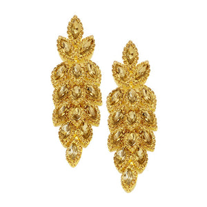 Topaz Crystal Drop Earring, Classic, Elegant Crystal Stone Leaf Cluster Marquise Evening Earrings Crystal Leaf Earrings Marquise Earrings Special Occasion ideal for parties, weddings, graduation, prom, holidays, pair these stud back earrings with any ensemble for a polished look. Birthday Gift, Mother's Day Gift, Anniversary Gift, Quinceanera