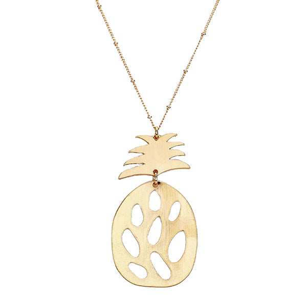 Gold Pineapple Necklace Add this tropical pineapple necklace to any outfit. Fabulous fashion & sleek metal pineapple necklace adds some shine, coordinate with any ensemble from business casual to everyday wear. Perfect Birthday Gift, Mother's Day Gift, Anniversary Gift, Graduation Gift, Thank you Gift, Just Because Gift, Metal Necklace