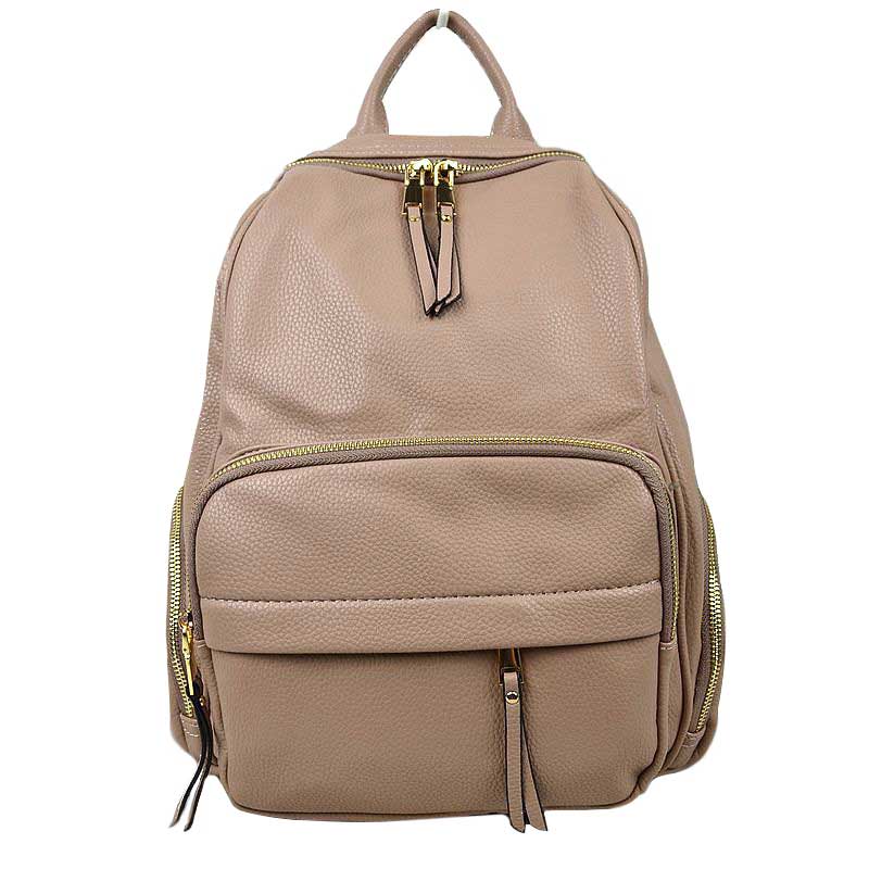 Dark Beige Elegant Soft PU Leather Bag Casual Shoulder Women's Backpack, These backpack purse is made of soft, waterproof and durable PU Leather, which can keep this fashion women backpack clean, dry and comfortable. Elegant PU Leather as an eye-contacting element, gives you confidence with this lady backpack purse. This casual women backpack features- one big zipper pocket and outside section keeps two zipper pockets for cosmetic or glasses case and also have two side zipper pockets.