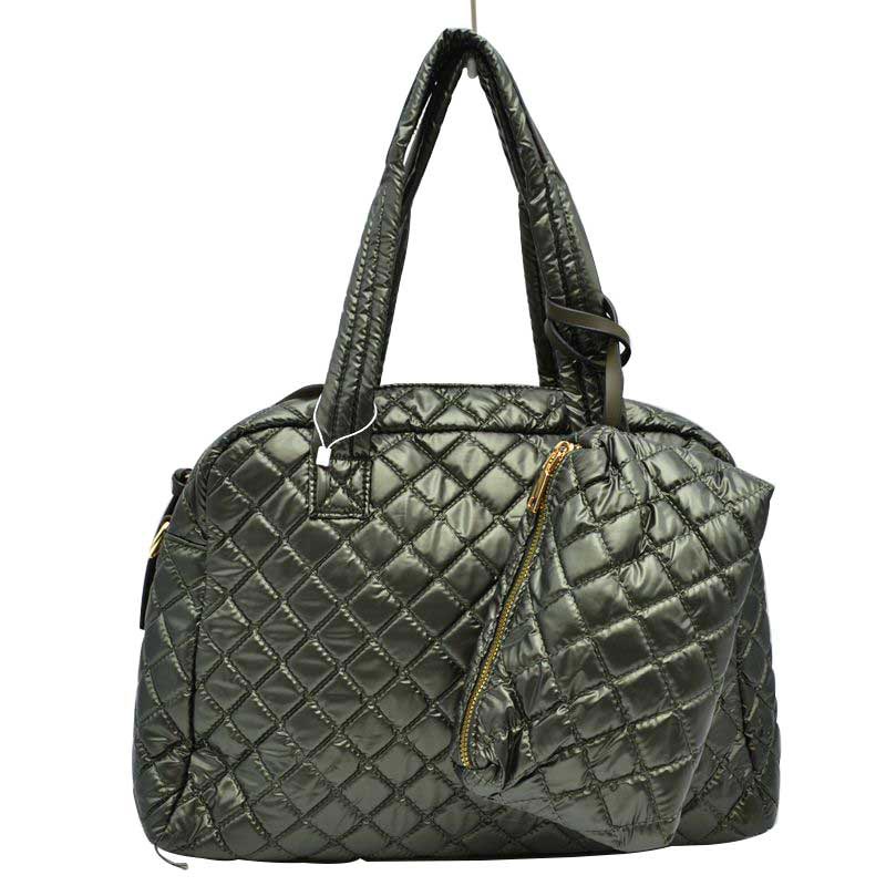 Dark Green 2 N 1 Large Quilted Tote Bag With Pouch, has plenty of room to carry all your handy items with ease. It also comes with a removable insert bag that doubles as lining to the bag or can be removed and worn as a shoulder bag. Trendy and beautiful bag that amps up your outlook while carrying. Great for different activities including quick getaways, long weekends, picnics, beach, or even going to the gym! Easy to carry with you in your hands or around your shoulders.