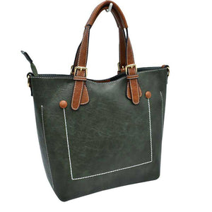 Dark Green Genuine Leather Tote Shoulder Handbags For Women. Ideal for everyday occasions such as work, school, shopping, etc. Made of high quality leather material that's light weight and comfortable to carry. Spacious main compartment with magnetic snap closure to safely store a variety of personal items such as wallet, tablet, phone, books, and other essentials. One interior open pocket for small accessories within hand's reach.