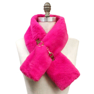 Dark Pink Faux Fur Leather Pull Through Scarf, accent your look with this soft, highly versatile plaid scarf. A rugged staple brings a classic look, adds a pop of color & completes your outfit, keeping you cozy & toasty. Perfect Gift Birthday, Holiday, Christmas, Anniversary, Valentine's Day