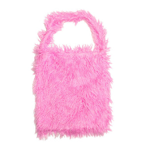 Dark Pink Solid Color Faux Fur Fringe Shoulder Bag. Look like the ultimate fashionista carrying this small quilted bag! It will be your new favorite accessory. Easy to carry specially lightweight ideal for a night out on the town. Perfect Gift for Birthday, Holiday, Christmas, New Years, Anniversary, Valentine's day.