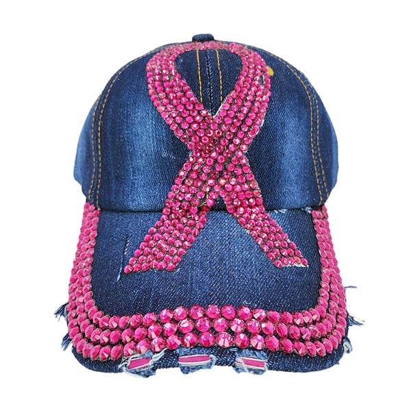 Denim Bling Pink Ribbon Baseball Cap, is an excellent Baseball that will reveal your smart and trendy choice! Perfect for walks in the sun or rain, great for a bad hair day, and still looks cool. Soft textured, embroidered message and distressing contrast stitching baseball cap that will become your favorite cap. show your trendy side with this Pink Ribbon-themed baseball cap. Make You More Attractive And Beautiful Among The Crowd. 