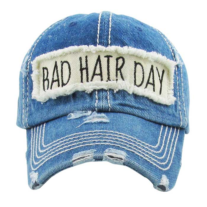 Denim Distressed Bad Hair Day Lavendar Baseball Cap, cool vintage cap turns your bad hair day into a good day. Faded color, embroidered patch and contrast stitching cap with fun statement will be your favorite. Birthday Gift, Mother's Day Gift, Anniversary Gift, Thank you Gift, Regalo Cumpleanos, Regalo Dia de la Madre, Sports Day