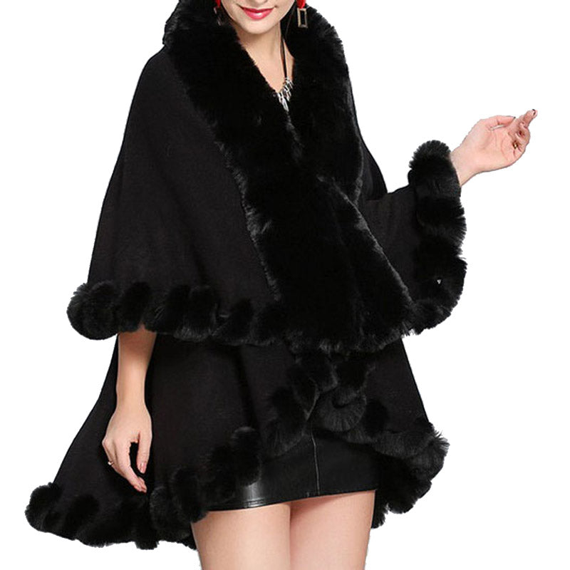 Elegant 2 Row Black Faux Fur Trim Knit Poncho, Black Faux Fur Trim Knit Ruana Cape, the perfect accessory, luxurious, trendy, super soft chic vest cape, keeps you warm & toasty. You can throw it on over so many pieces elevating any casual outfit! Perfect Gift for Wife, Mom, Birthday, Holiday, Christmas, Anniversary, Fun Night Out