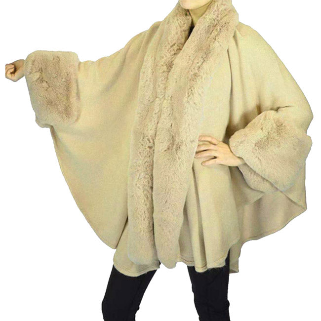 Elegant GreenFaux Fur Trim Lapel & Cuffs Knit Poncho Green Faux Fur Trim Knit Ruana Shawl, the perfect accessory, luxurious, trendy, super soft chic cape, keeps you warm & toasty. Throw it on over so many pieces elevating any casual outfit! Perfect Gift Wife, Mom, Birthday, Holiday, Christmas, Anniversary, Valentine's Day , Night Out, etc