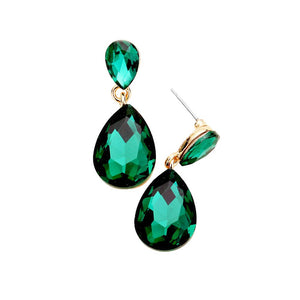 Emerald Glass Crystal Teardrop Dangle Earrings, these teardrop earrings put on a pop of color to complete your ensemble & make you stand out with any special outfit. The beautifully crafted design adds a gorgeous glow to any outfit on special occasions. Crystal Teardrop sparkling Stones give these stunning earrings an elegant look. Perfectly lightweight, easy to wear & carry throughout the whole day. 