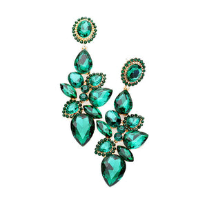 Emerald Post Back Multi Stone Cluster Vine Evening Earrings, put on a pop of color to complete your ensemble. Perfect for adding just the right amount of shimmer & shine and a touch of class to special events. Perfect Birthday Gift, Anniversary Gift, Mother's Day Gift, Graduation Gift.