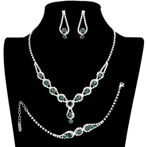 Emerald 3PCS Rhinestone Bubble Necklace Jewelry Set, These glamorous Rhinestone Bubble jewelry sets will show your perfect beauty & class on any special occasion. The elegance of these rhinestones goes unmatched. Great for wearing at a party! Perfect for adding just the right amount of glamour and sophistication to important occasions. These classy Rhinestone Bubble Jewelry Sets are perfect for parties, Weddings, and Evenings.