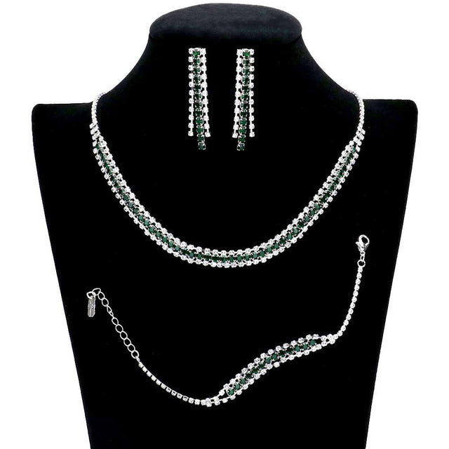 Emerald 3PCS Rhinestone Necklace Jewelry Set. These Necklace jewelry sets are Elegant. Beautifully crafted design adds a gorgeous glow to any outfit. Jewelry that fits your lifestyle! Perfect Birthday Gift, Valentine's Gift, Anniversary Gift, Mother's Day Gift, Anniversary Gift, Graduation Gift, Prom Jewelry, Just Because Gift, Thank you Gift.