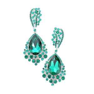 Emerald Chunky Crystal Rhinestone Teardrop Bubble Evening Earrings, coordinate these earrings with any special outfit to draw the attention of the crowd on special occasions. Wear these evening earrings to show your unique yet attractive & beautiful choice on special days. These rhinestone earrings will dangle on your earlobes to show the perfect class and make others smile with joy.