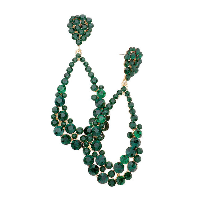 Emerald Crystal Bubble Cluster Teardrop Evening Earrings, These gorgeous Crystal pieces will show your class in any special occasion. The elegance of these crystal evening earrings goes unmatched. Perfect jewelry to enhance your look. Awesome gift for birthday, Anniversary, Valentine‚Äôs Day or any special occasion.