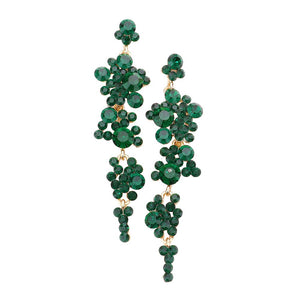 Emerald Pearl Crystal Rhinestone Vine Drop Evening Earrings. Get ready with these bright earrings, put on a pop of color to complete your ensemble. Perfect for adding just the right amount of shimmer & shine and a touch of class to special events. Perfect Birthday Gift, Anniversary Gift, Mother's Day Gift, Graduation Gift.