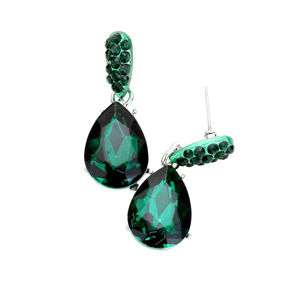 Emerald Crystal Teardrop Rhinestone Pave Evening Earrings, Add a pop of color to your ensemble, just the right amount of shimmer & shine, touch of class, beauty and style to any special events. These ultra-chic rhinestone earrings will take your look up a notch and add a gorgeous glow to any outfit with a touch of perfect class. Jewelry that fits your lifestyle and makes your moments awesome! 