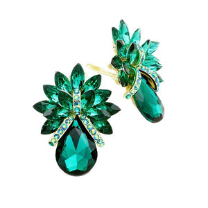 Emerald Glass Crystal Petal Teardrop Clip On Earrings. Beautifully crafted design adds a gorgeous glow to any outfit. Jewelry that fits your lifestyle! Perfect Birthday Gift, Anniversary Gift, Mother's Day Gift, Anniversary Gift, Graduation Gift, Prom Jewelry, Just Because Gift, Thank you Gift.