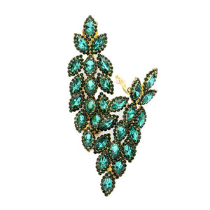 Emerald Marquise Crystal Oval Cluster Vine Clip On Earrings, The perfect set of sparkling earrings adds a sophisticated & stylish glow to any outfit. Perfect for adding just the right amount of shimmer & shine and a touch of class to special events. These earrings pair perfectly with any ensemble from business casual, to night out on the town or a black tie party.