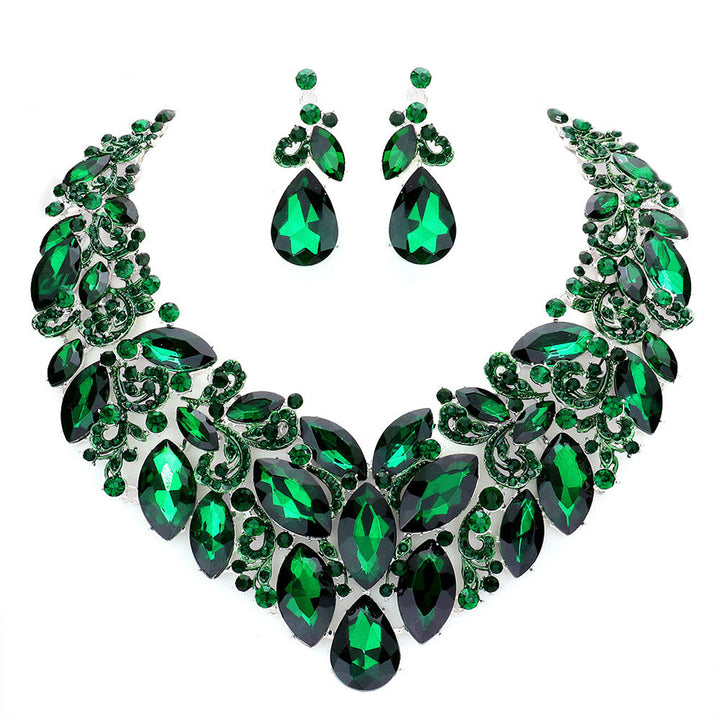 Emerald Marquise Stone Cluster Accented Evening Necklace Look like the ultimate fashionista with these Earrings! Add something special to your outfit ! It will be your new favourite accessory. Perfect Birthday Gift, Anniversary Gift, Mother's Day Gift, Graduation Gift, Prom Jewellery, Just Because Gift, Thank you Gift