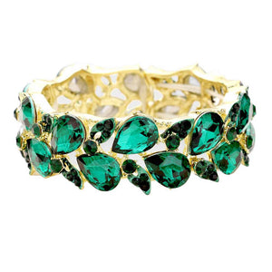 Emerald TearDrop Crystal Leaf Stretch Bracelet. Get ready with this Bracelet, put on a pop of color to complete your ensemble. Beautifully crafted design adds a gorgeous glow to any outfit. Jewelry that fits your lifestyle! Perfect Birthday Gift, Anniversary Gift, Mother's Day Gift, Anniversary Gift, Graduation Gift, Prom Jewelry, Just Because Gift, Thank you Gift.