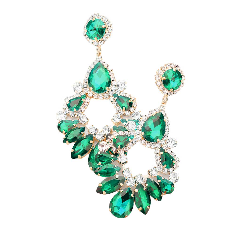 Emerald Teardrop Marquise Crystal Drop Evening Earrings, brings a gorgeous glow to your outfit to show off the royalty on any special occasion. These gorgeous Crystal pieces will show your class in any special occasion. The elegance of these Crystal goes unmatched, great for wearing at a party! Perfect jewelry to enhance your look. Awesome gift for birthday, Anniversary or any special occasion.