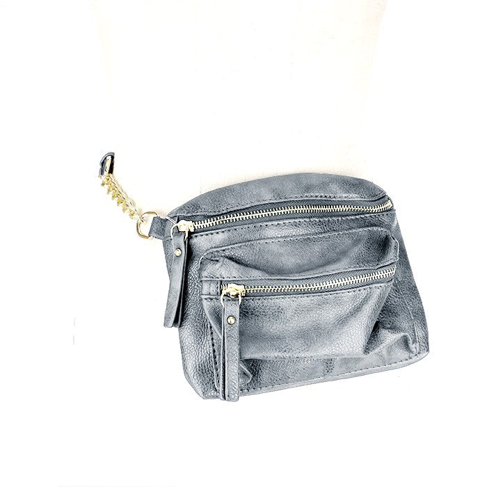 Faux Leather Crossbody / Fanny Pack / Belt Bag that can be worn around your waist or slung crossbody style for a fresh twist on the look.  • Color: Black, Gold, Navy, Pink, Light Grey, Yellow, Red • Size: 7.5" X 5" X 1" • Strap Size: 16" / Adjustable  • One Small Interior Inside Zipper Pocket • Zipper Closure