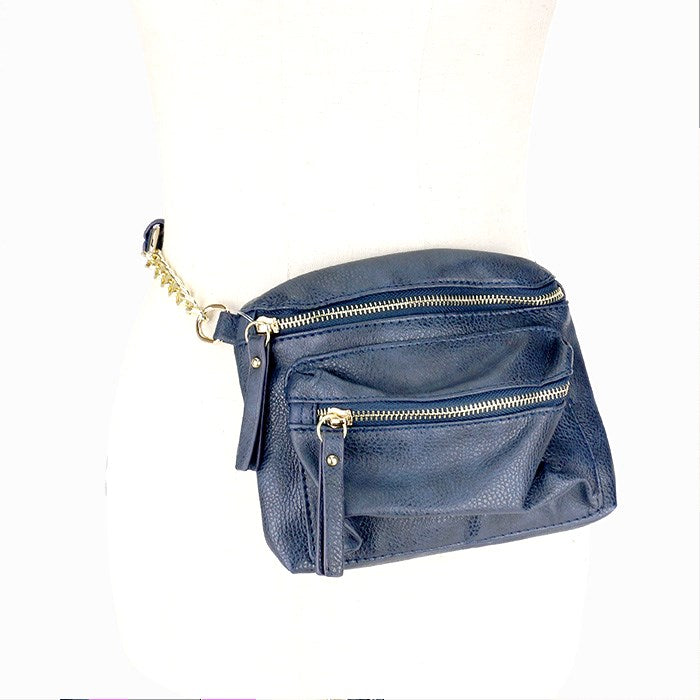 Faux Leather Crossbody / Fanny Pack / Belt Bag that can be worn around your waist or slung crossbody style for a fresh twist on the look.  • Color: Black, Gold, Navy, Pink, Light Grey, Yellow, Red • Size: 7.5" X 5" X 1" • Strap Size: 16" / Adjustable  • One Small Interior Inside Zipper Pocket • Zipper Closure