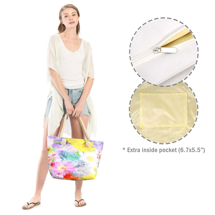 Soft Light colors Flower Water Paint Beach Bag great if you are out shopping, going to the pool or beach, this bright tote bag is the perfect accessory. Spacious enough for carrying all your essentials. Great Beach, Vacation, Pool, Birthday Gift, Anniversary Girl, Floral Shopper Bag, Soft Rope Handles The Must Have Accessory! 