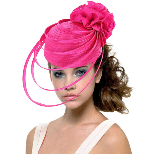 Sombrero elegante de tela con cordón elástico en punta - Fucsia