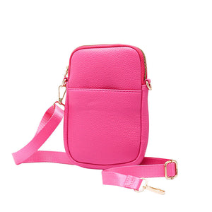 Fuchsia Faux Leather Rectangle Crossbody Bag, This high-quality faux leather fashion crossbody features one front slip pocket and one inside slip pocket, and secured zipper closure at the top, this bag will be your new go-to! These beautiful and trendy Crossbody bag have adjustable and detachable hand straps that make your life more comfortable. This Simple fashion design crossbody bag for women keep your hands free while shopping, dating, traveling, and in outdoor sport. 