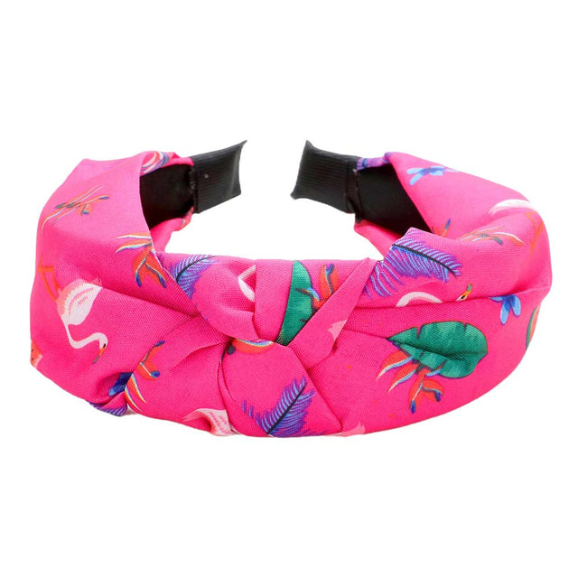 Fuchsia Flamingo Tropical Leaf Printed Burnout Knot Headband, create a natural & beautiful look while perfectly matching your color with the easy-to-use leaf-printed Knot Headband. Push your hair back and spice up any plain outfit with this knot headband! Be the ultimate trendsetter & be prepared to receive compliments wearing this chic headband with all your stylish outfits! 