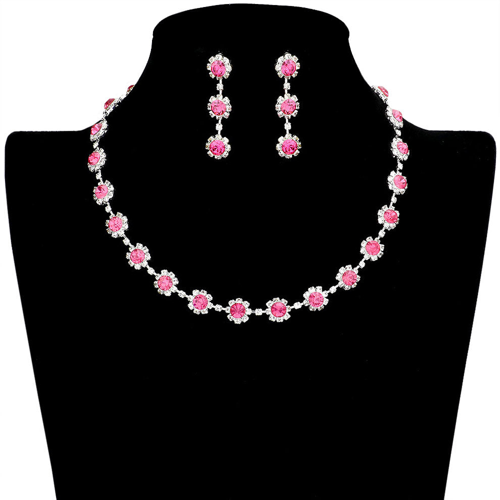 Fuchsia Floral Crystal Rhinestone Collar Necklace, a beautifully crafted design adds a gorgeous glow to your special outfit. Rhinestone collar necklaces that fit your lifestyle on special occasions! The perfect accessory for adding just the right amount of shimmer and a touch of class to special events. 