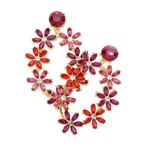 Fuchsia Flower Cluster Dangle Evening Earrings, are beautifully decorated to dangle on your earlobes on special occasions for making you stand out from the crowd. Wear these dangle evening earrings to show your unique yet attractive & beautiful choice. Coordinate these  evening earrings with any special outfit to draw everyone's attention.