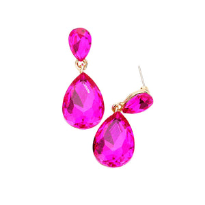 Fuchsia Glass Crystal Teardrop Dangle Earrings, these teardrop earrings put on a pop of color to complete your ensemble & make you stand out with any special outfit. The beautifully crafted design adds a gorgeous glow to any outfit on special occasions. Crystal Teardrop sparkling Stones give these stunning earrings an elegant look. Perfectly lightweight, easy to wear & carry throughout the whole day. 