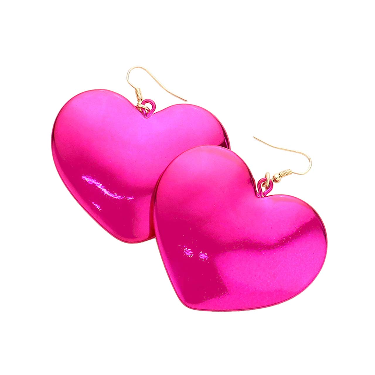 Fuchsia Heart Dangle Earrings, take your love for statement accessorizing to a new level of affection with these heart-dangle earrings. Accent all of your dresses with the extra fun vibrant color with these heart-dangle earrings. Wear these lovely earrings to make you stand out from the crowd & show your trendy choice this valentine. 