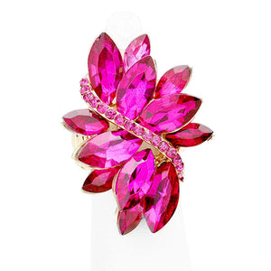 Fuchsia Marquise Crystal Cluster Stretch Ring, Beautifully crafted design adds a gorgeous glow to any outfit. Jewelry that fits your lifestyle! Perfect for adding just the right amount of shimmer & shine and a touch of class to special events. Perfect Birthday Gift, Anniversary Gift, Mother's Day Gift, Graduation Gift, Just Because Gift, Thank you Gift.