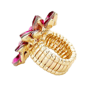 Fuchsia Marquise Crystal Cluster Stretch Ring, Beautifully crafted design adds a gorgeous glow to any outfit. Jewelry that fits your lifestyle! Perfect for adding just the right amount of shimmer & shine and a touch of class to special events. Perfect Birthday Gift, Anniversary Gift, Mother's Day Gift, Graduation Gift, Just Because Gift, Thank you Gift.