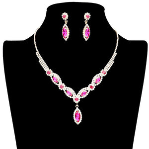 Fuchsia Marquise Stone Accented Rhinestone Necklace, These gorgeous stone-accented jewelry sets will show your perfect beauty & class on any special occasion. The elegance of these stones goes unmatched. Great for wearing at a party! Perfect for adding just the right amount of glamour and sophistication to important occasions. These classy marquise rhinestone jewelry sets are perfect for parties, weddings, and evenings. Awesome gift for birthdays, anniversaries, Valentine’s Day, or any special occasion.