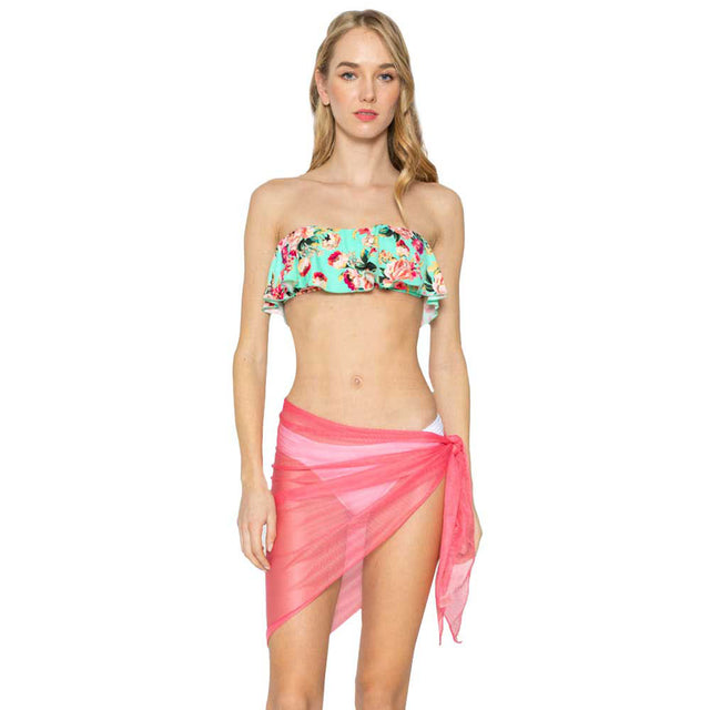 Fuchsia Mesh Net Triangular Sarong Scarf, Cute sarong coverups for women is made of breathable fabric. Sarong is perfect sexy, classy shape so that it ties on the side. beach bikini cover-up, bathing suit coverup, beach sun protective shawl, sarong dress, beach blanket, head scarf, chest coverage, short wrap skirt, tunic top or basic cover. Perfect accessory for beachwear, resort, pool party, lake, vacation.